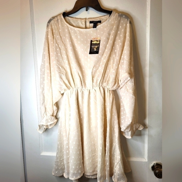 NWT Forever 21 Swiss Dot Cream/off white Small dress - Picture 5 of 11